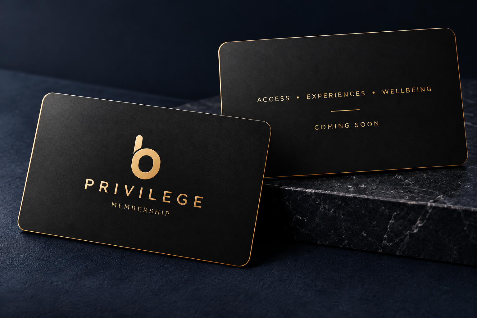 Ben X Privilege membership card concept with the gold b logo mark